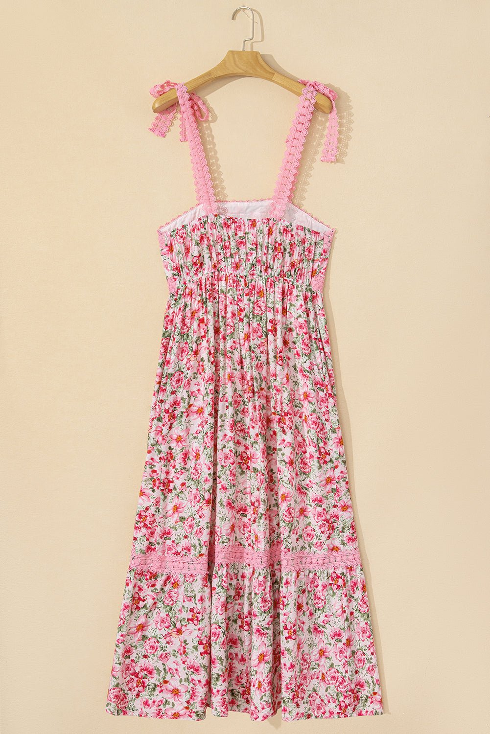 Floral Lace Tied-Strap Empire Waist Maxi Dress - Rooted & Reckless Co.