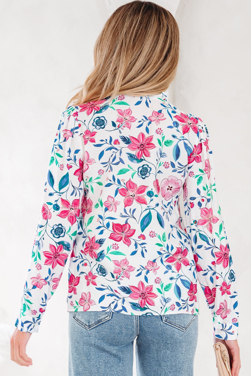 Floral Lace Trim Buttoned Long Sleeve Shirt - Rooted & Reckless Co.
