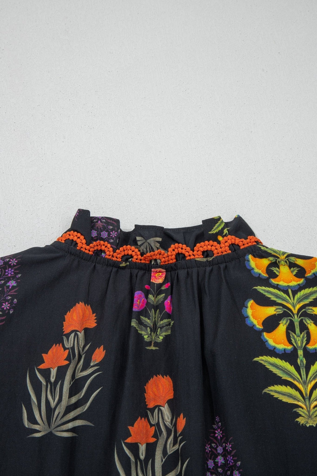 Floral Lace Trim V-Neck Frilled Short Sleeve Shirt - Rooted & Reckless Co.