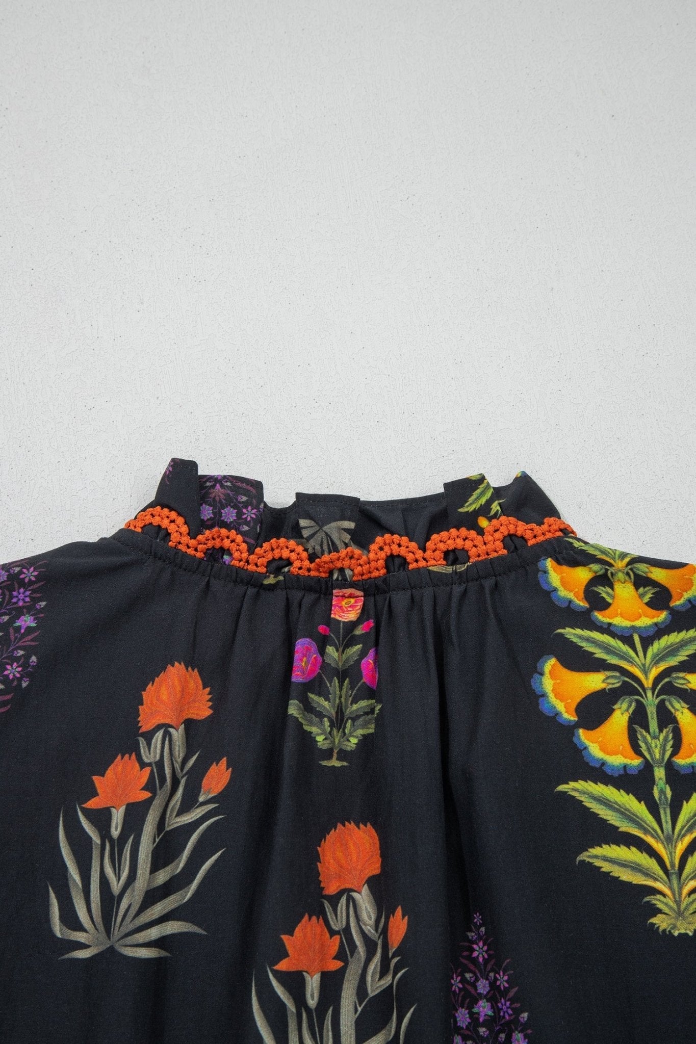Floral Lace Trim V-Neck Frilled Short Sleeve Shirt - Rooted & Reckless Co.