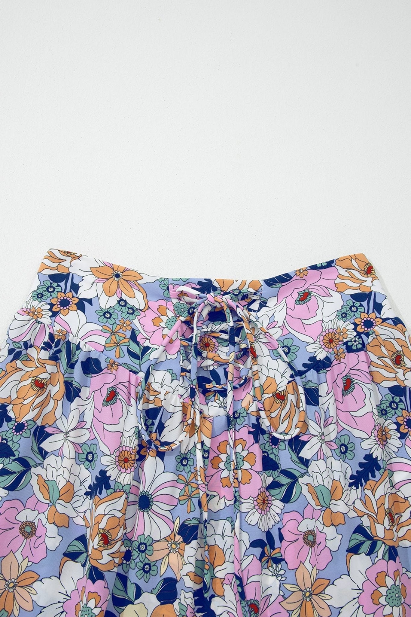 Floral Lace Up High Waist Ruffle Maxi Skirt - Rooted & Reckless Co.