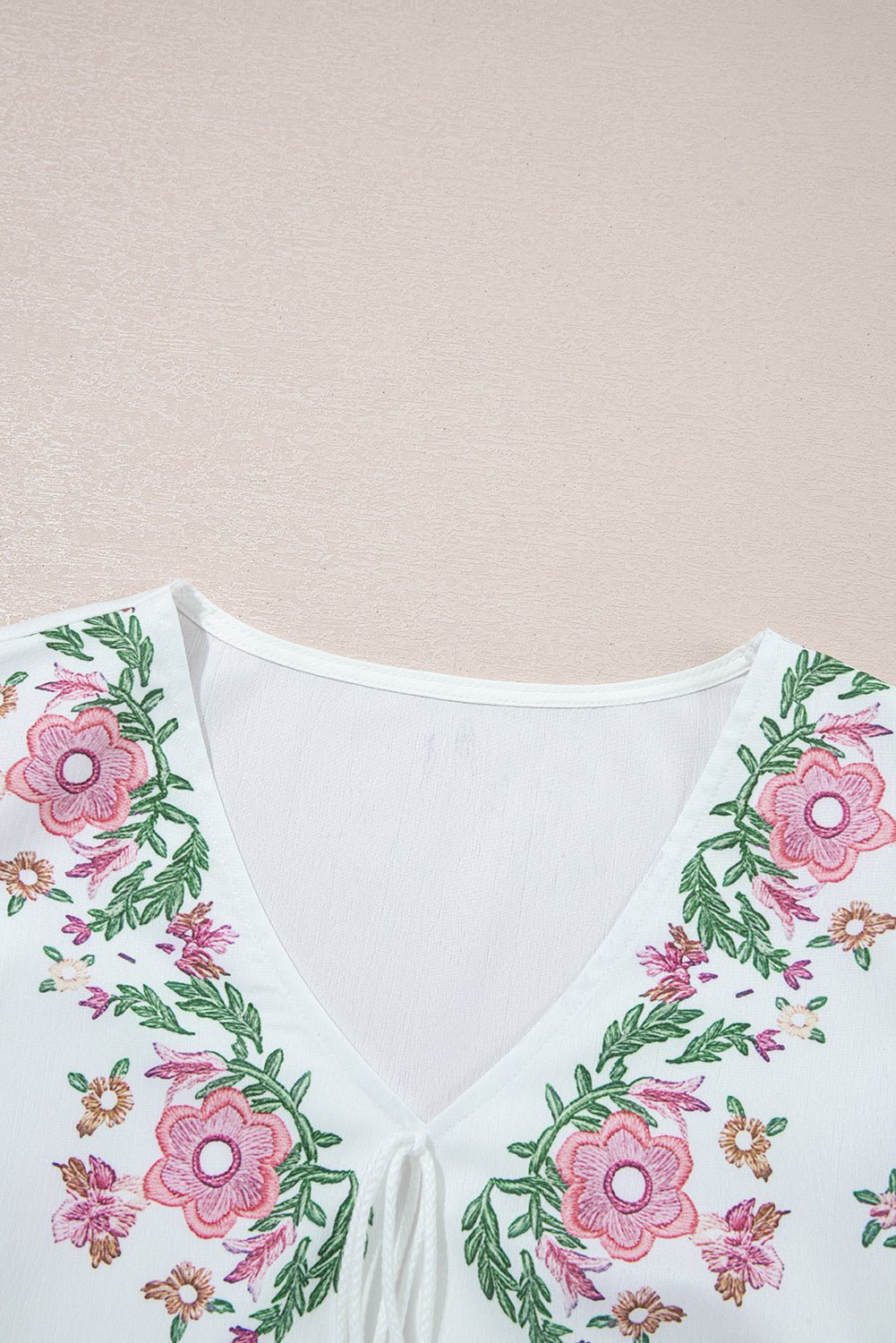 Floral Lace-Up V-Neck Babydoll Blouse - Rooted & Reckless Co.