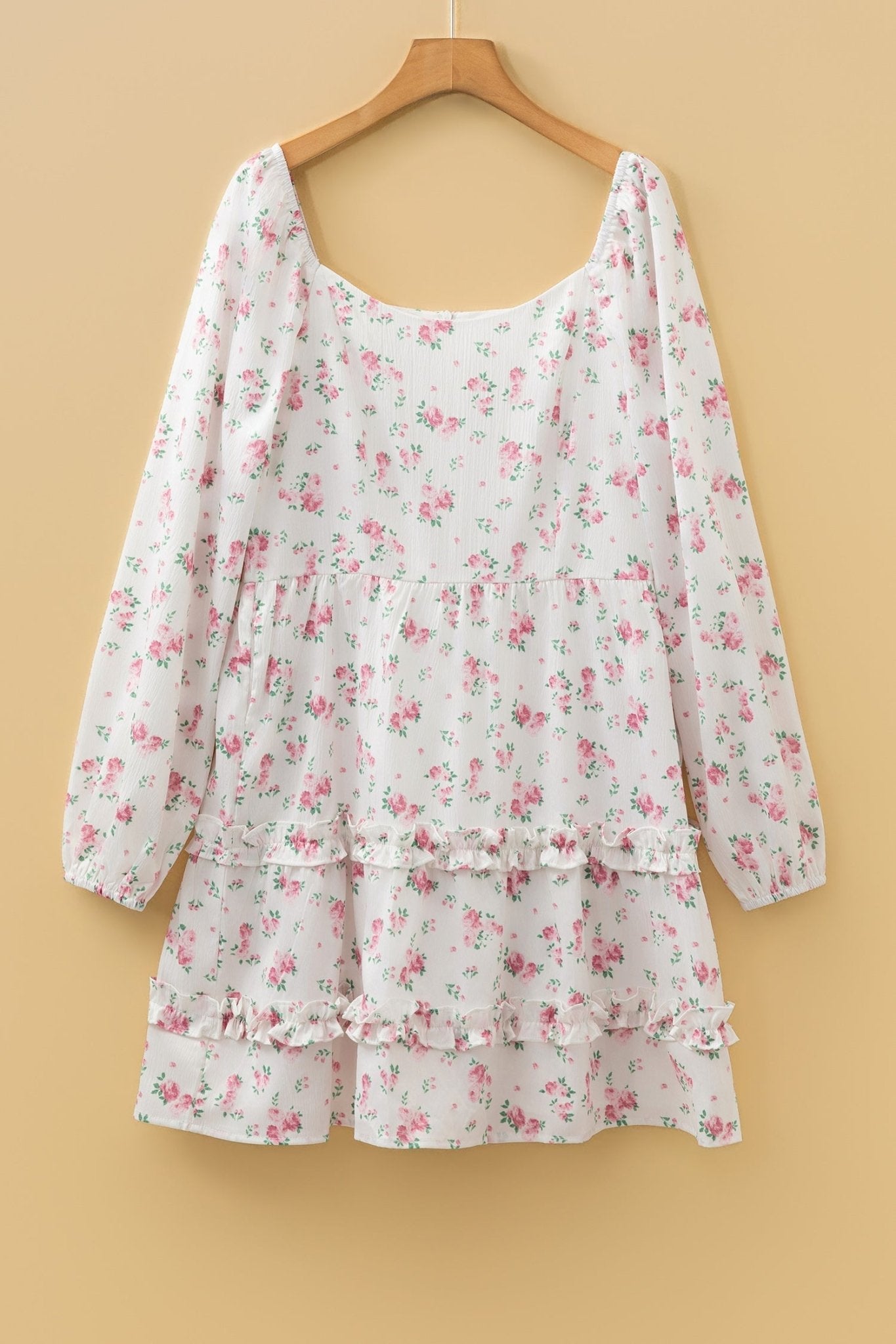 Floral Long Sleeve Ruffle Flared Mini Dress - Rooted & Reckless Co.