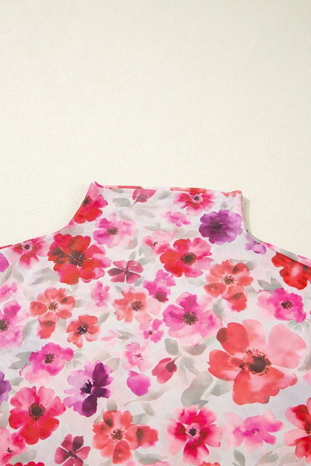 Floral Long Sleeve Slim Fit Mesh Top - Rooted & Reckless Co.