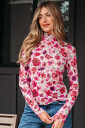 Floral Long Sleeve Slim Fit Mesh Top - Rooted & Reckless Co.