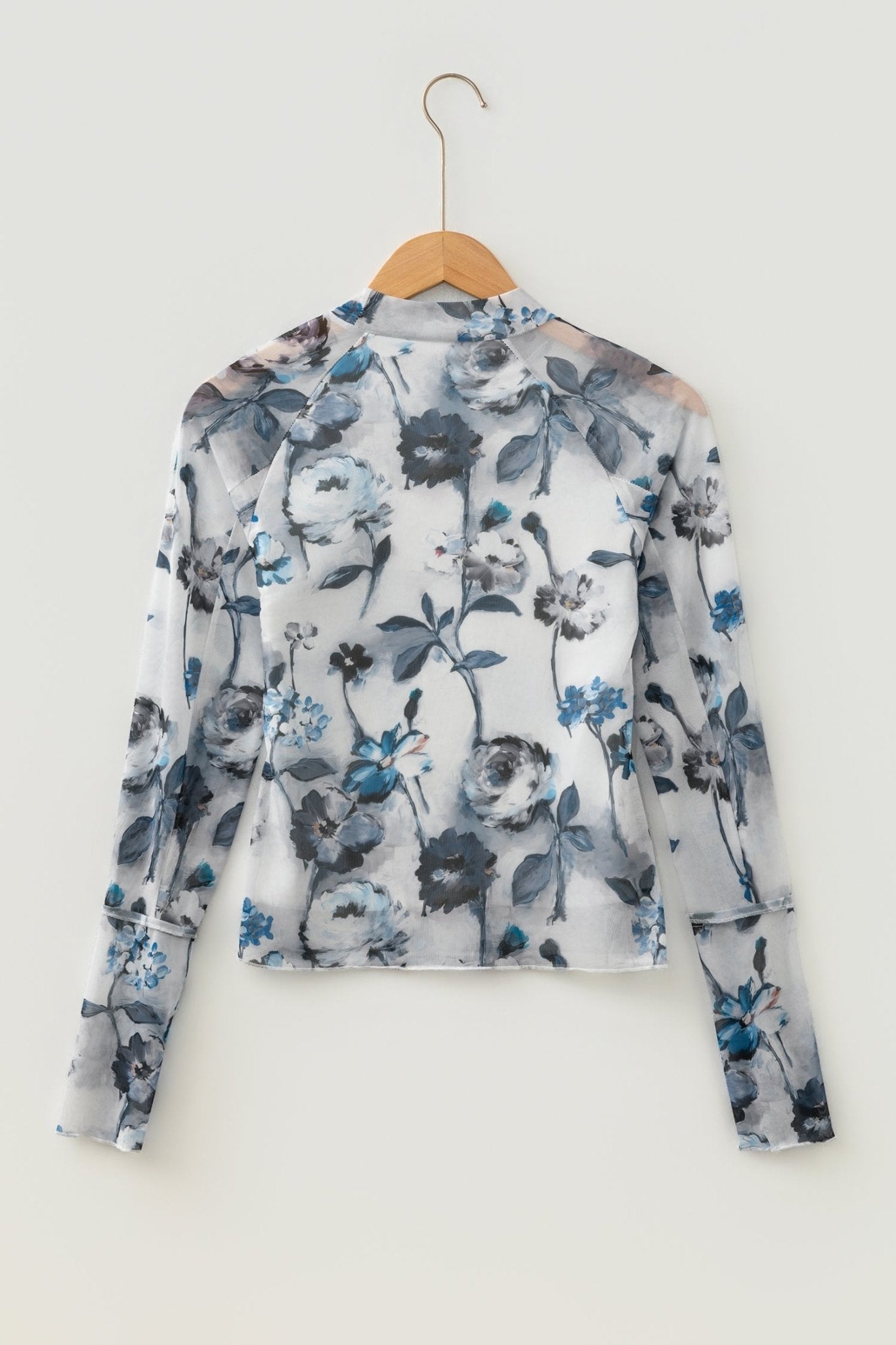 Floral Mesh High Neck Long Sleeve Sheath Top - Rooted & Reckless Co.
