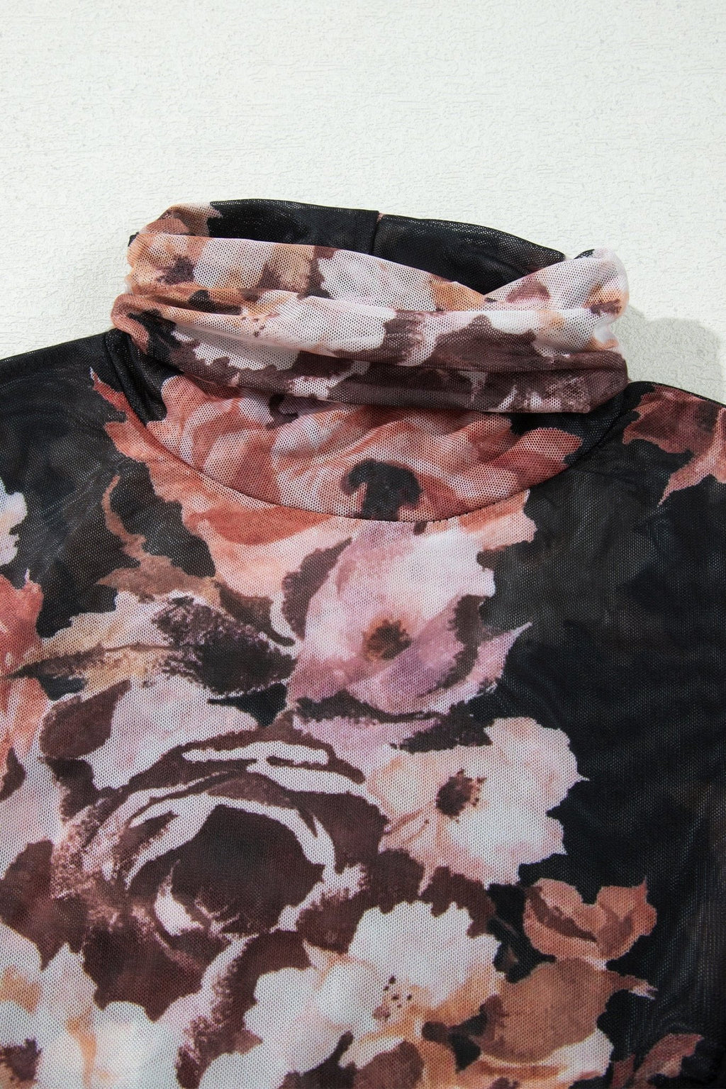 Floral Mesh Long Sleeve High Neck Bodysuit - Rooted & Reckless Co.