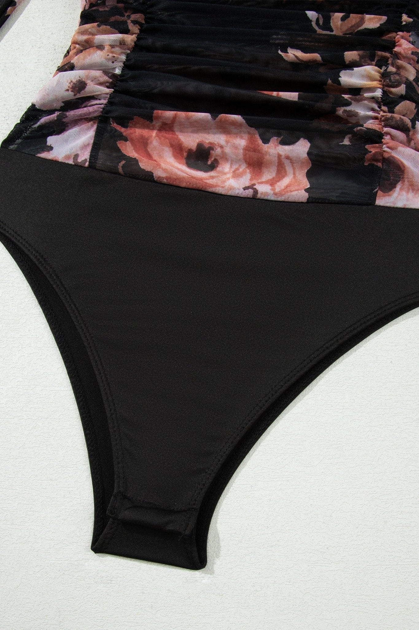 Floral Mesh Long Sleeve High Neck Bodysuit - Rooted & Reckless Co.