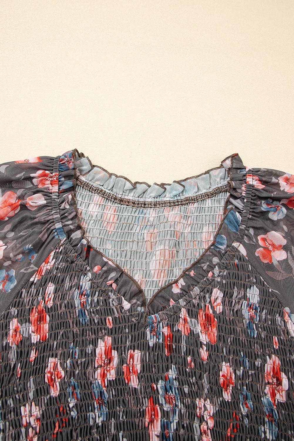 Floral Mesh Long Sleeve Mini Dress - Rooted & Reckless Co.