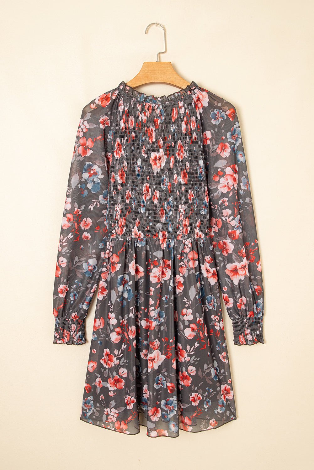 Floral Mesh Long Sleeve Mini Dress - Rooted & Reckless Co.