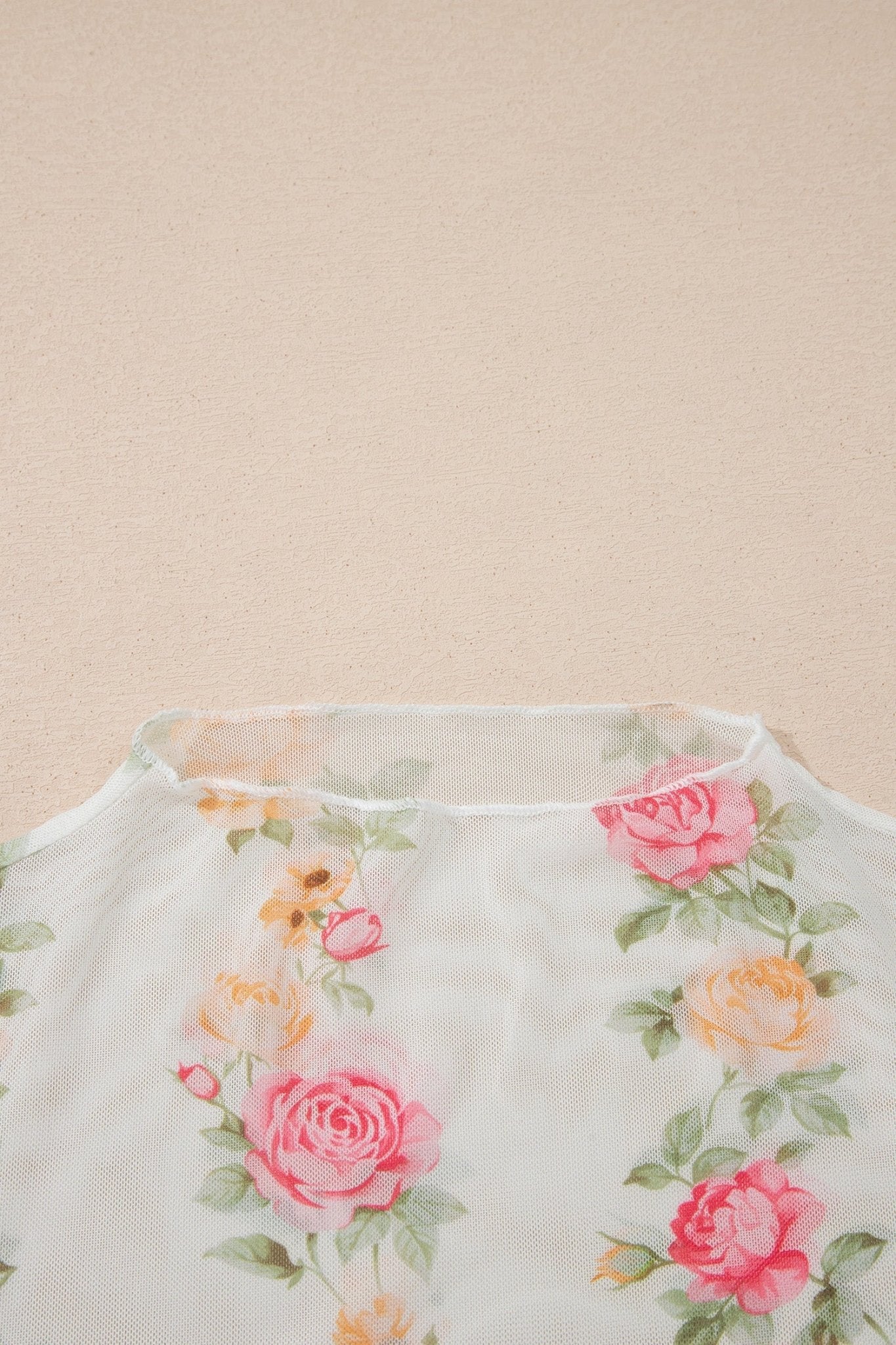 Floral Mesh Mock Neck Short Sleeve Top - Rooted & Reckless Co.
