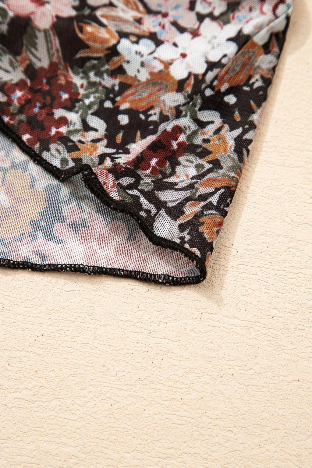 Floral Mesh Mock Neck Short Sleeve Top - Rooted & Reckless Co.
