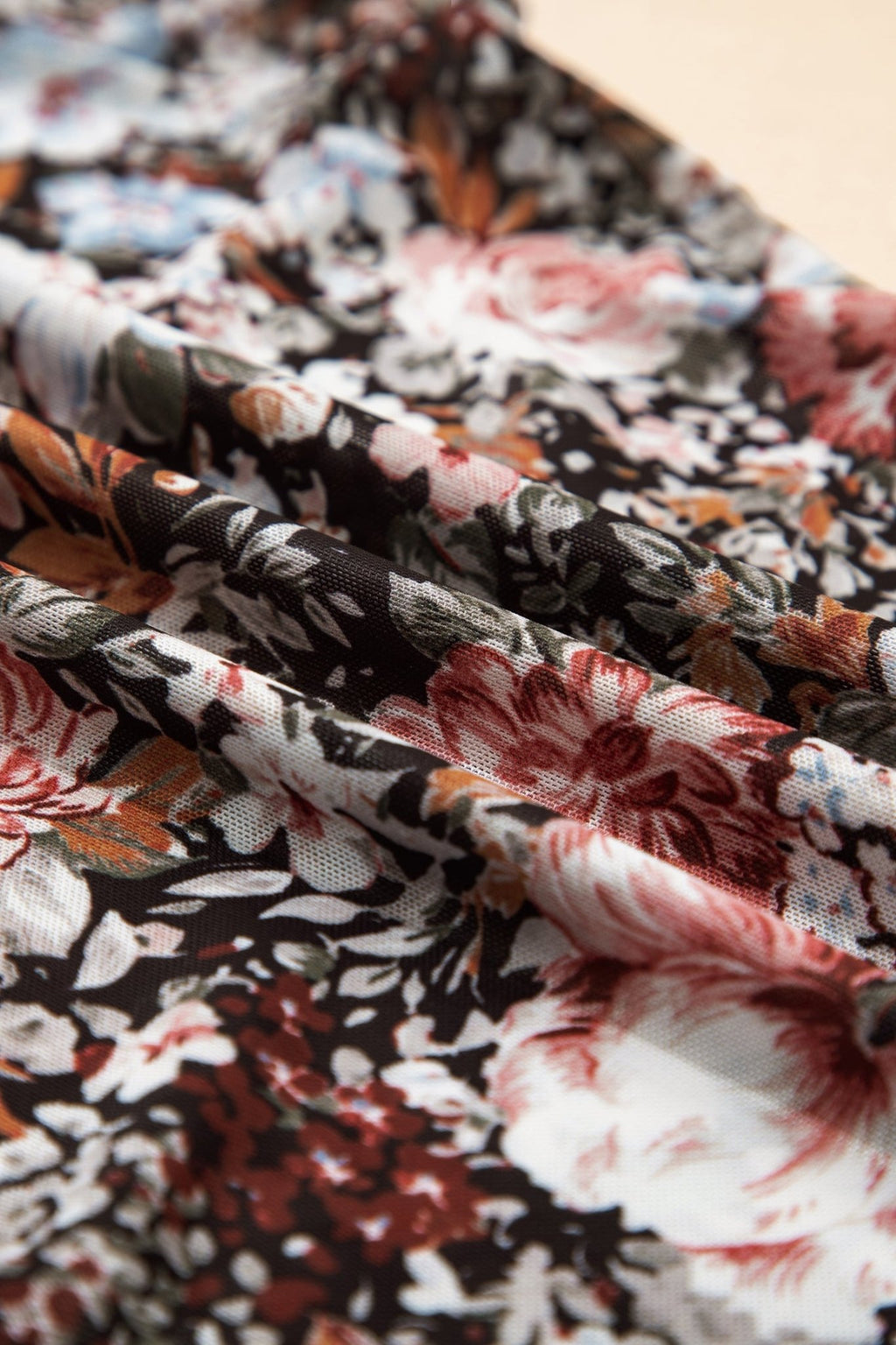 Floral Mesh Mock Neck Short Sleeve Top - Rooted & Reckless Co.