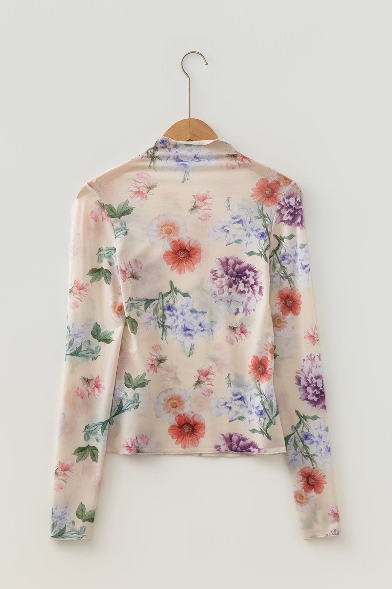 Floral Mesh Thumbhole Long Sleeve Slim Fit Top - Rooted & Reckless Co.