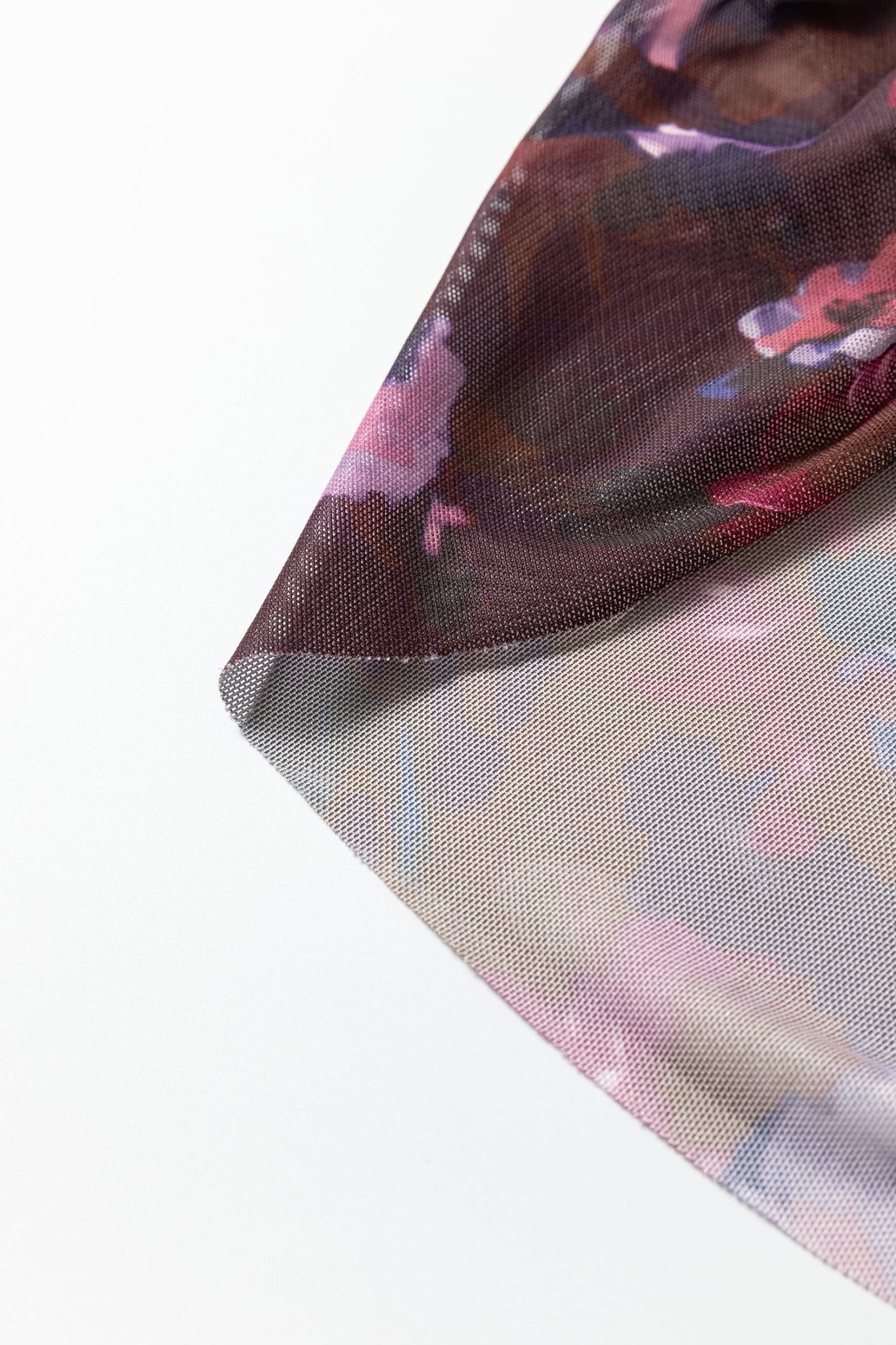 Floral Mesh Turtleneck Long Sleeve Ruched Top - Rooted & Reckless Co.