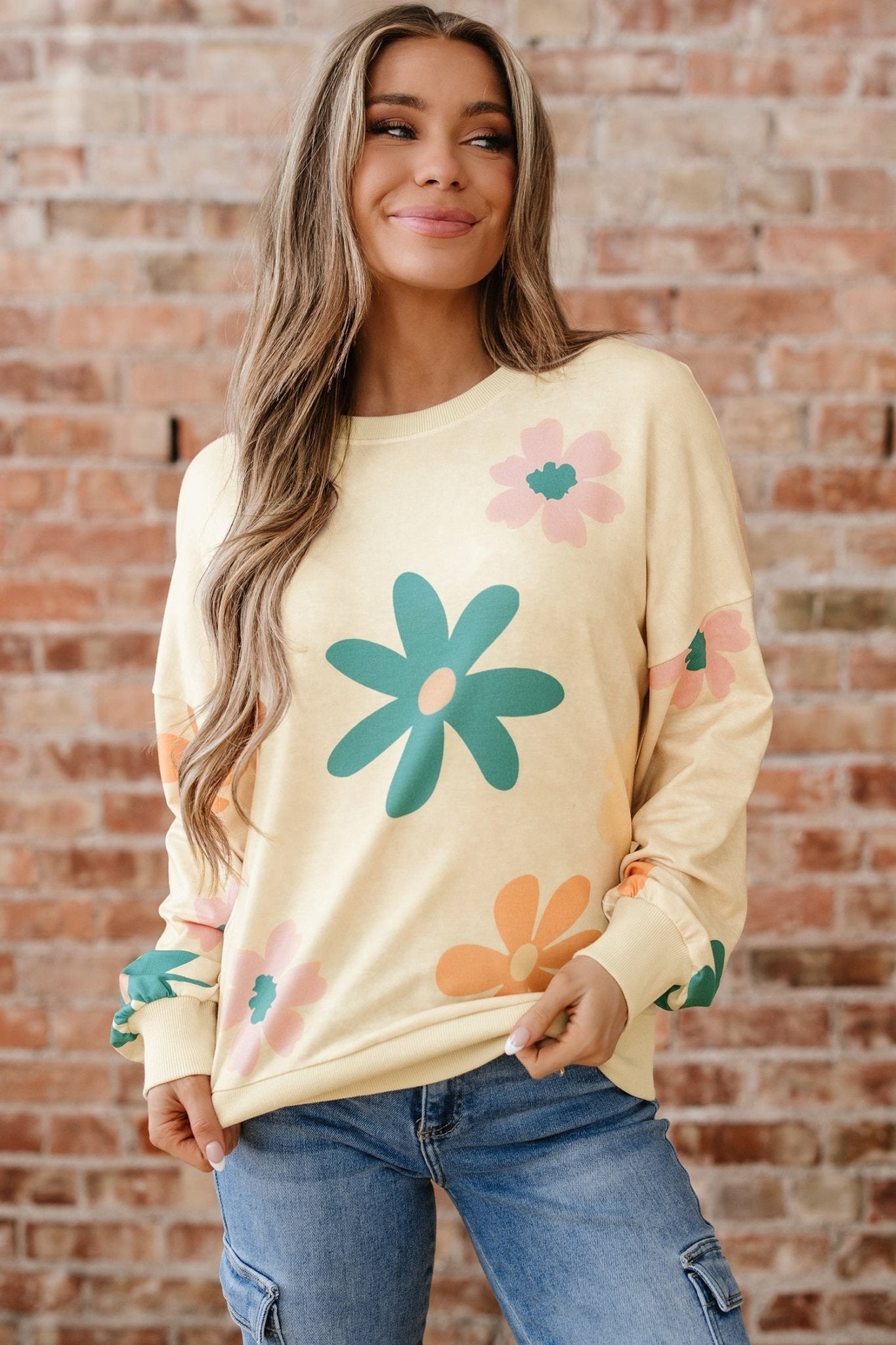 Floral Mineral Wash French Terry Sweatshirt - Rooted & Reckless Co.