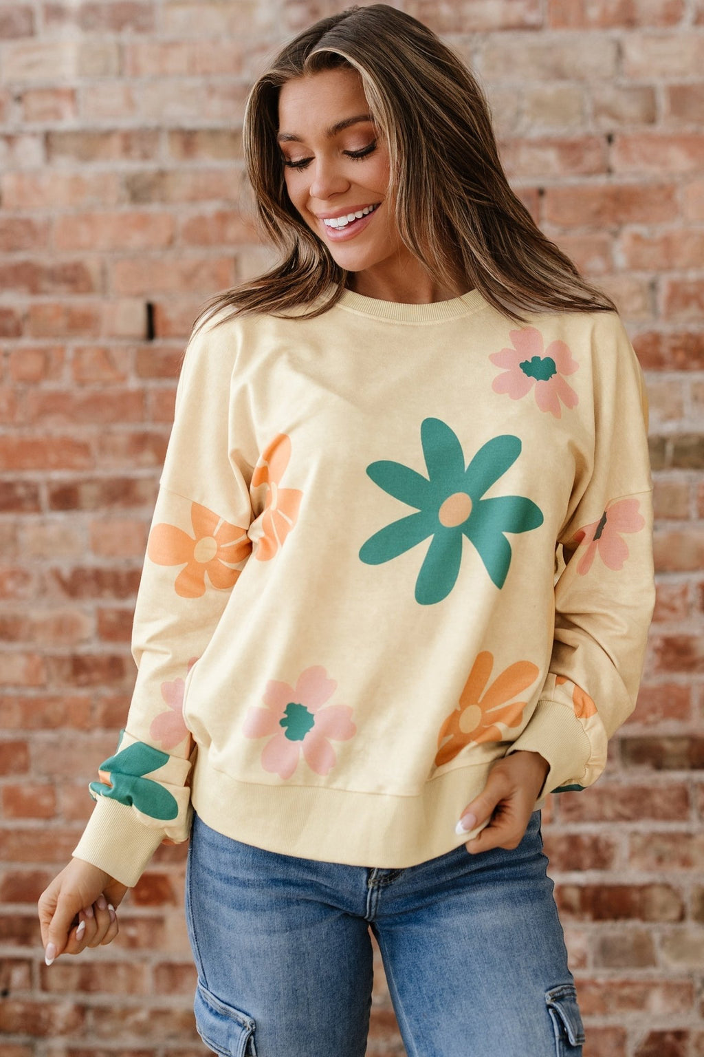 Floral Mineral Wash French Terry Sweatshirt - Rooted & Reckless Co.