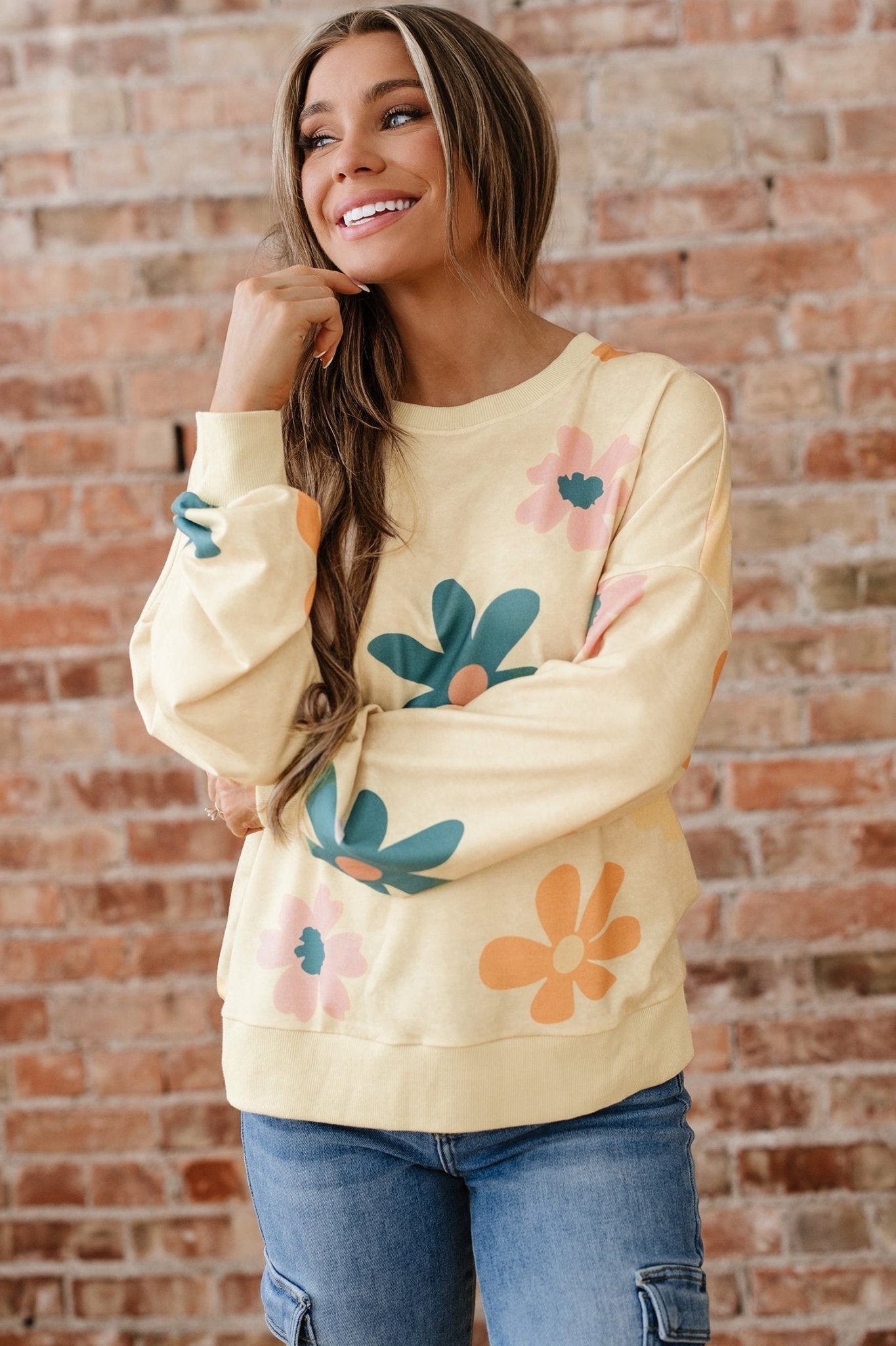 Floral Mineral Wash French Terry Sweatshirt - Rooted & Reckless Co.