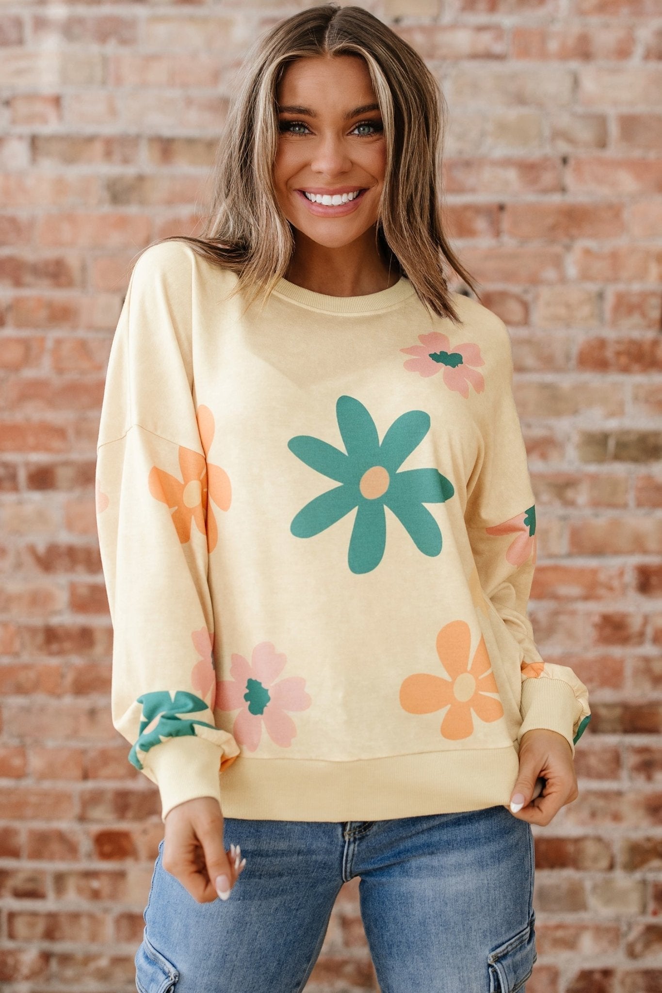 Floral Mineral Wash French Terry Sweatshirt - Rooted & Reckless Co.