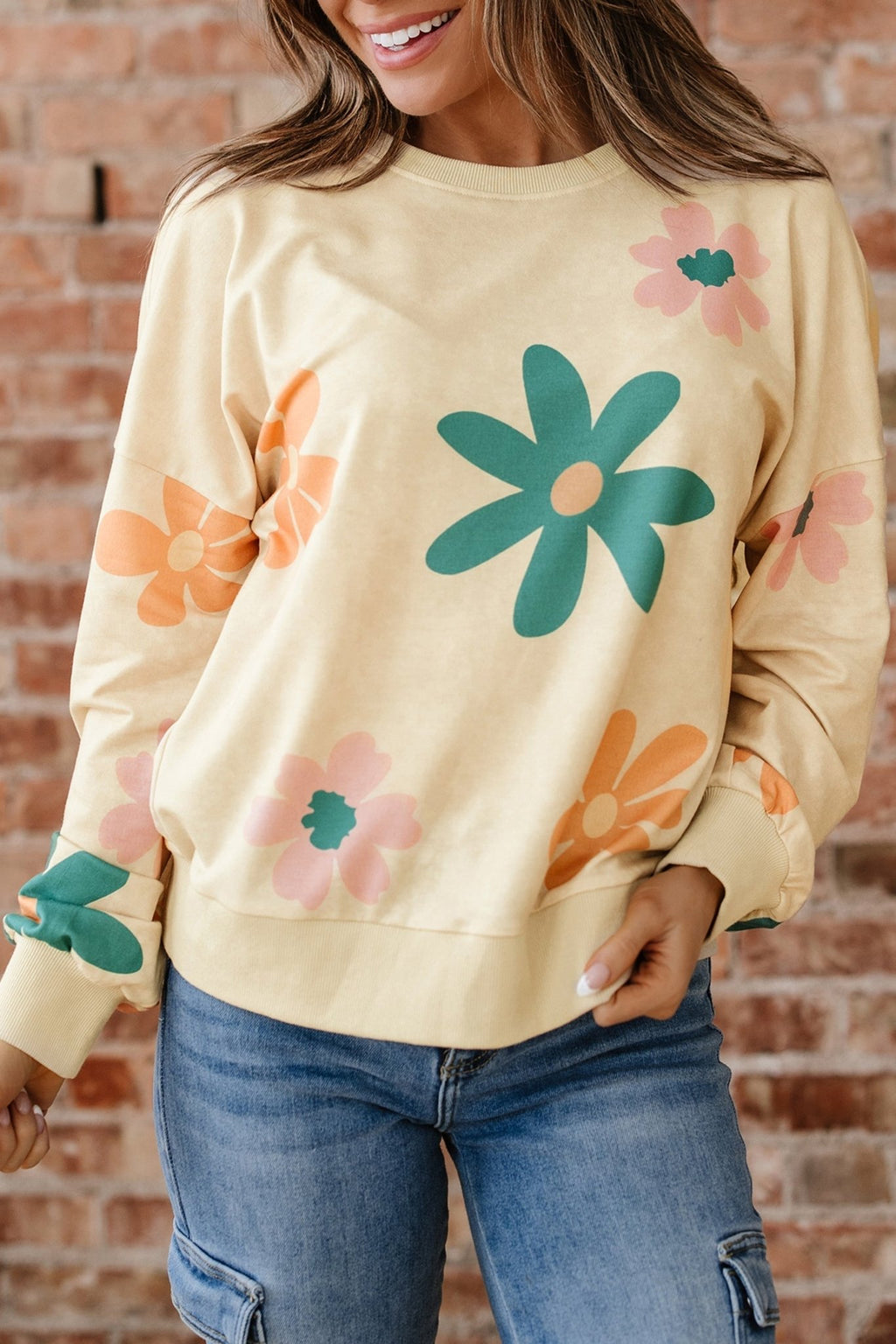 Floral Mineral Wash French Terry Sweatshirt - Rooted & Reckless Co.