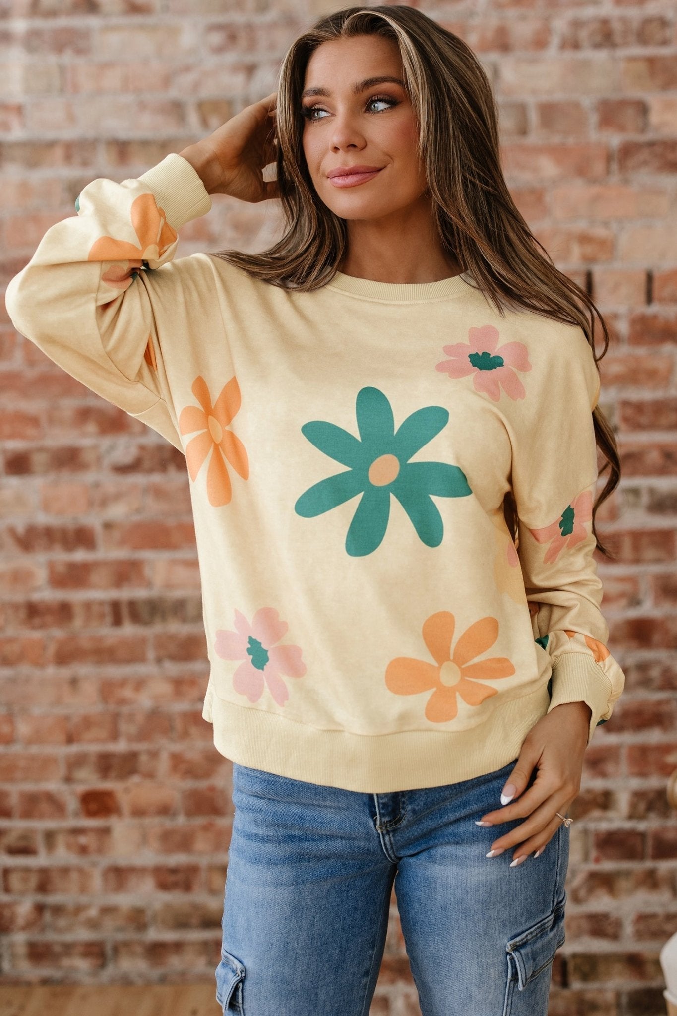 Floral Mineral Wash French Terry Sweatshirt - Rooted & Reckless Co.