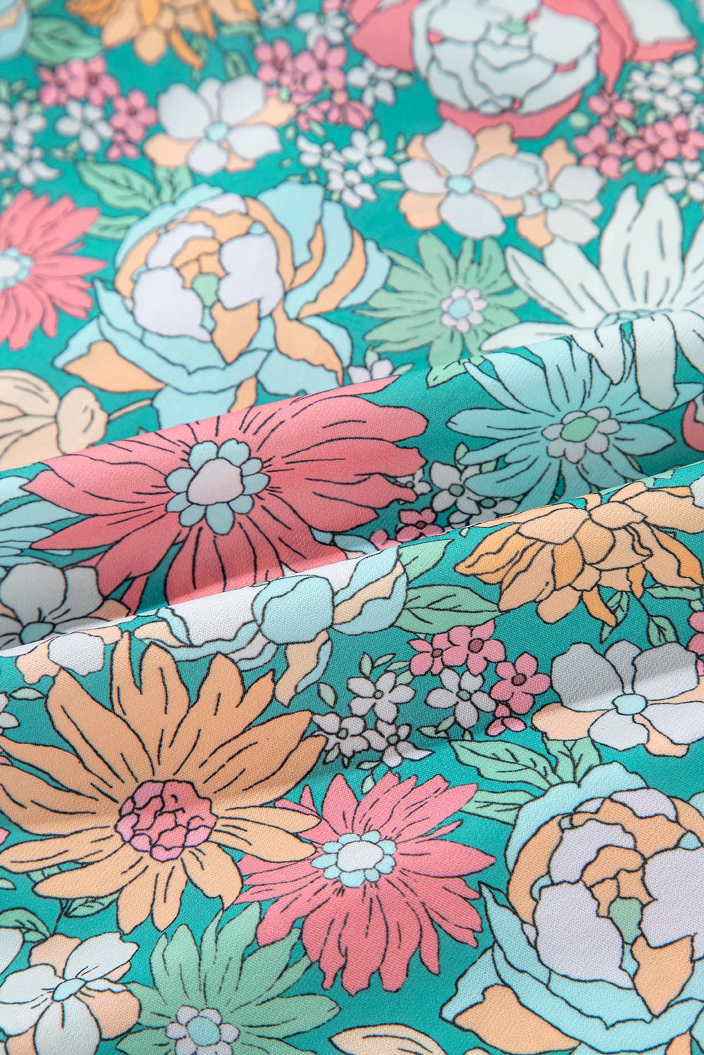 Floral Notched Neck Puff Short Sleeve Blouse - Rooted & Reckless Co.