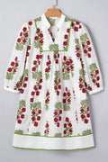 Floral Notched V-Neck 3/4 Sleeve Dress - Rooted & Reckless Co.