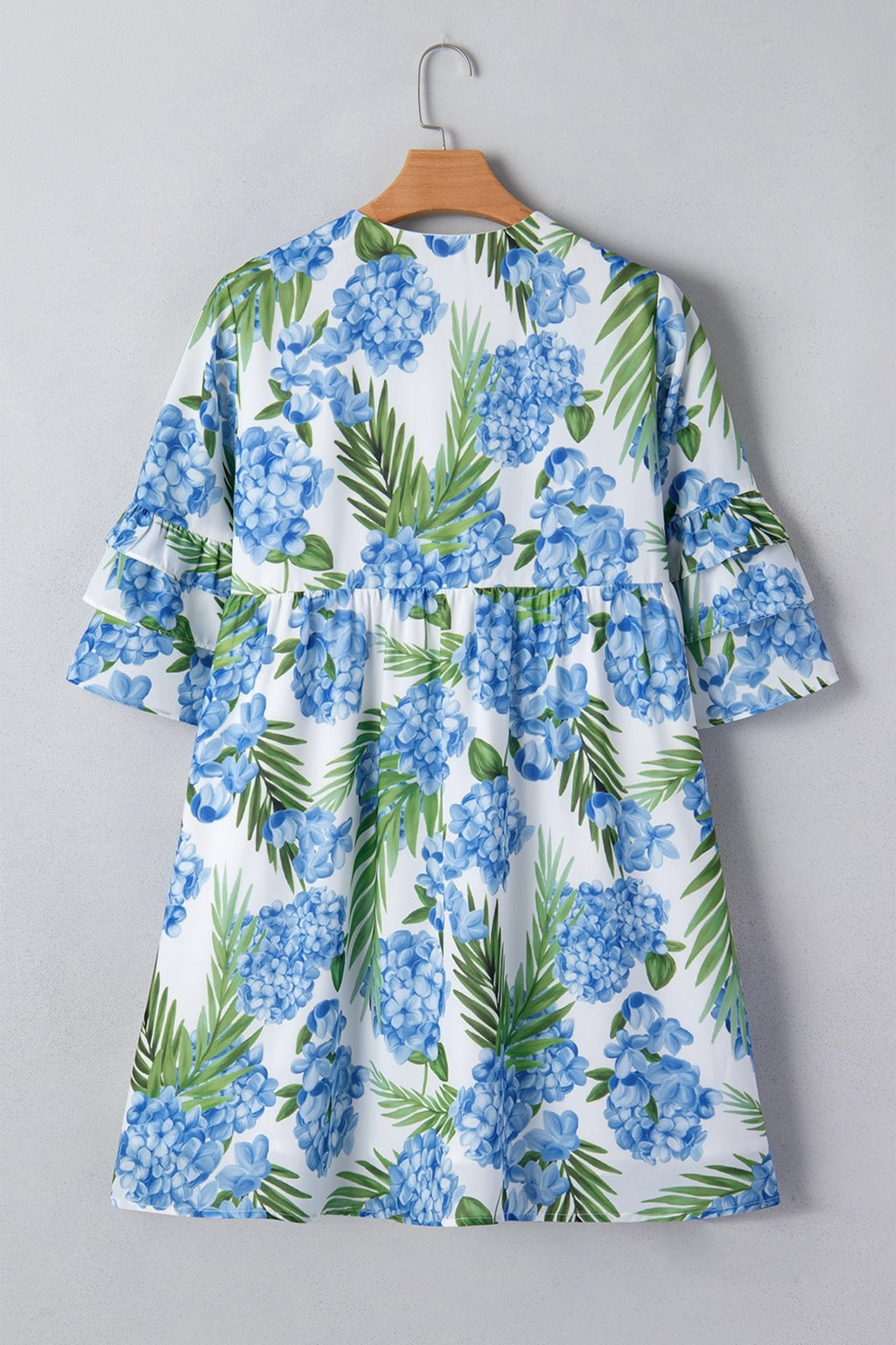 Floral Palm Ruffle Tiered Sleeve Mini Dress - Rooted & Reckless Co.