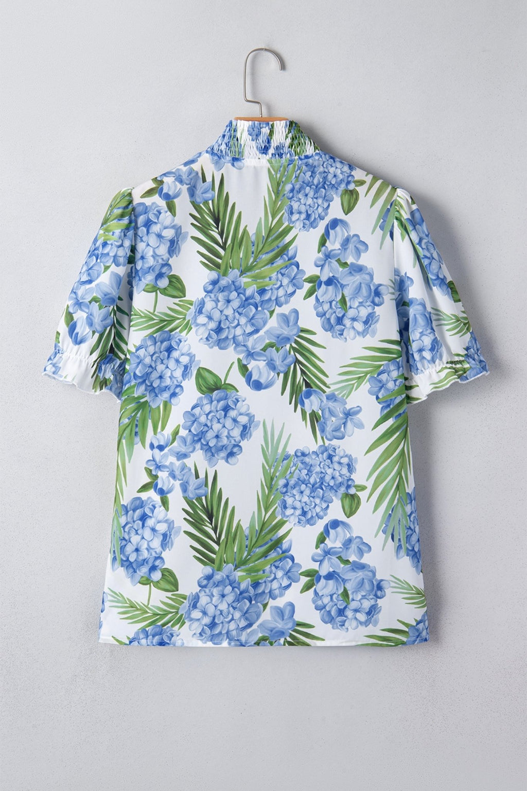 Floral Palm Stripe Patchwork V-Neck Short Sleeve Blouse - Rooted & Reckless Co.