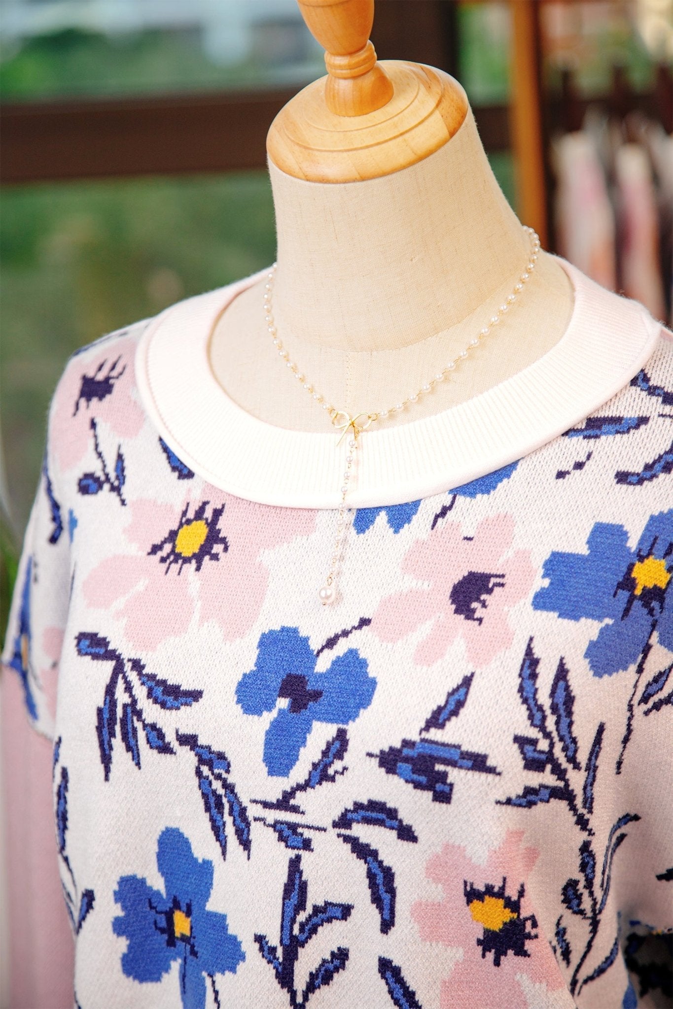 Floral Panel Colorblock Sleeve Crewneck Sweater - Rooted & Reckless Co.