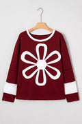 Floral Patch Long Sleeve Crewneck Top - Rooted & Reckless Co.