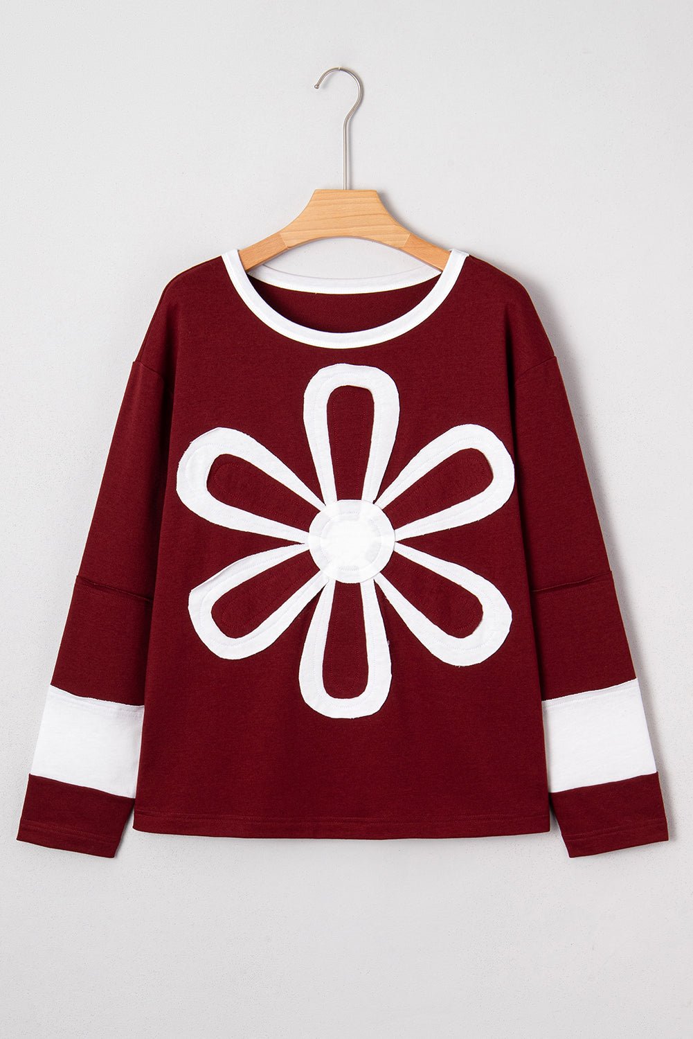 Floral Patch Long Sleeve Crewneck Top - Rooted & Reckless Co.