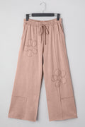 Floral Patch Mineral Wash Terry Knit Pants - Rooted & Reckless Co.