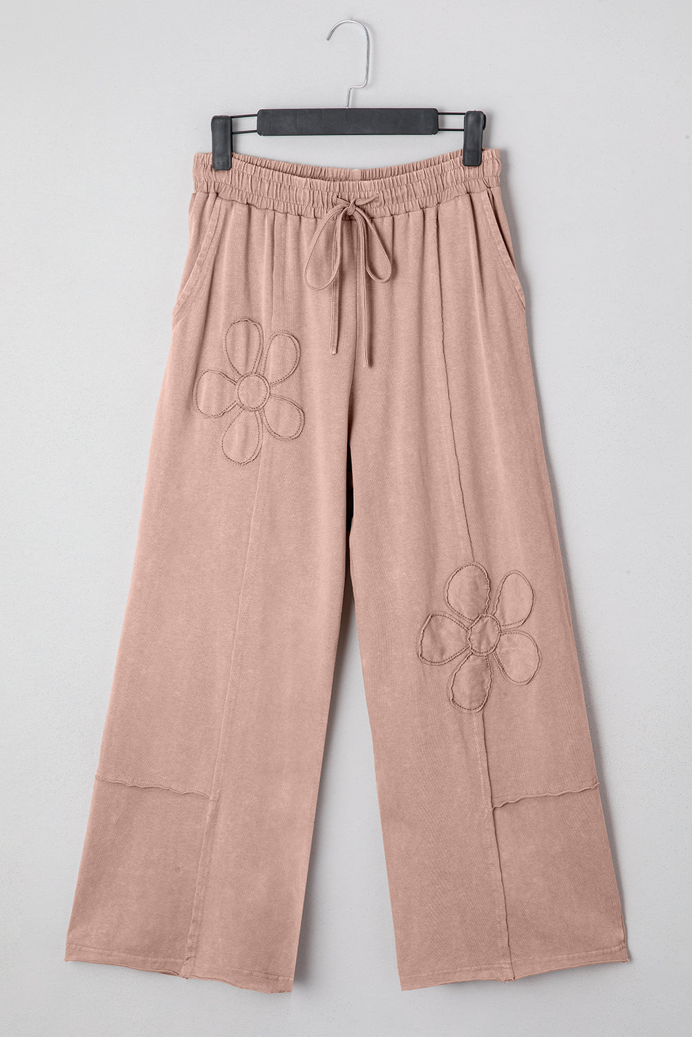 Floral Patch Mineral Wash Terry Knit Pants - Rooted & Reckless Co.