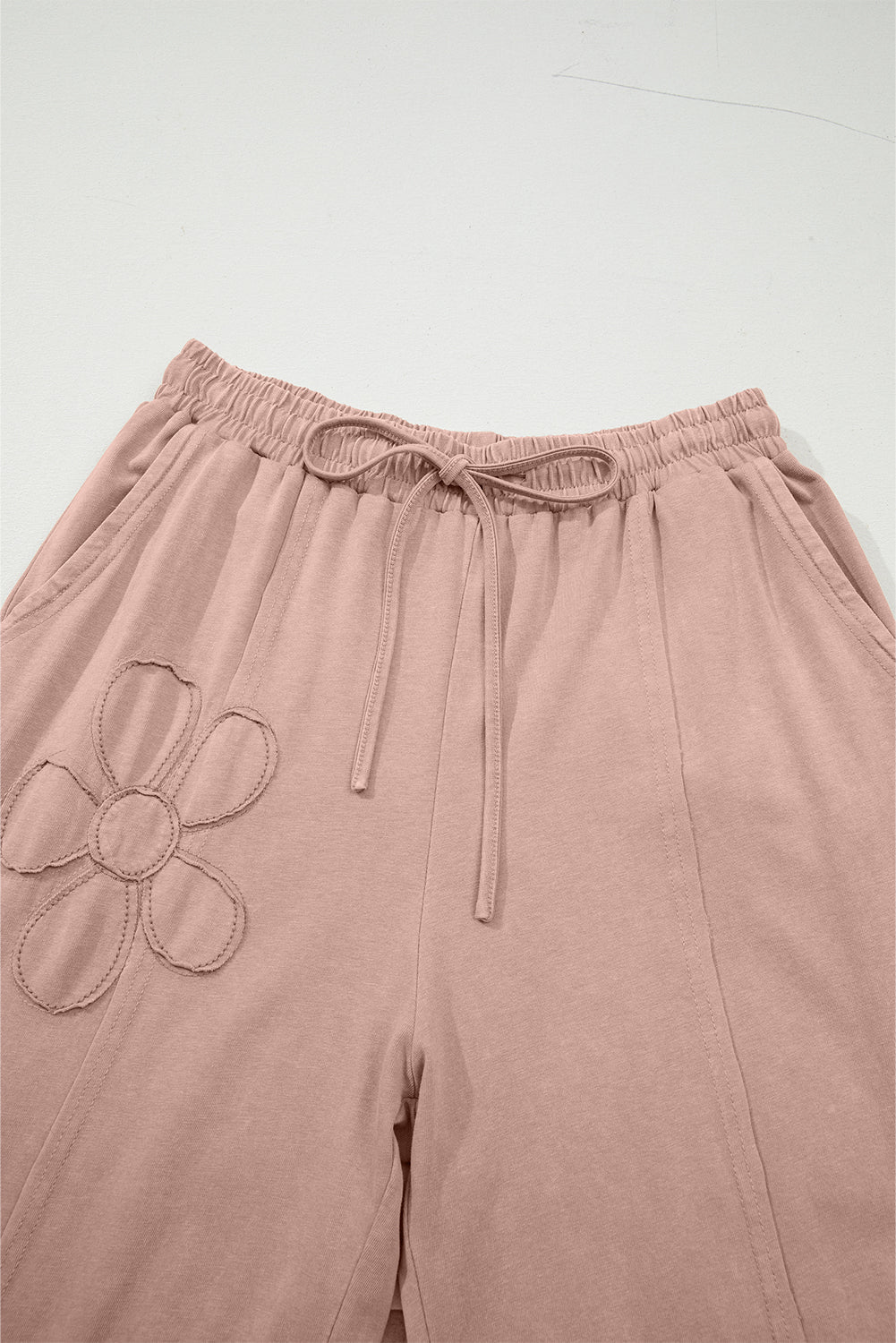 Floral Patch Mineral Wash Terry Knit Pants - Rooted & Reckless Co.