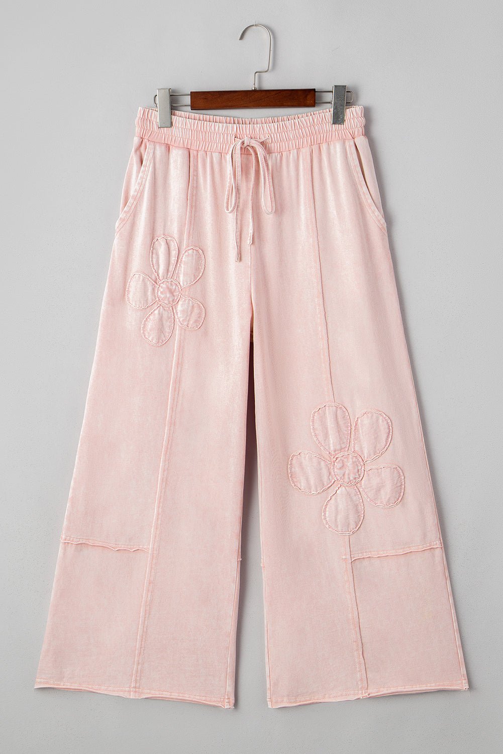 Floral Patch Mineral Wash Terry Knit Pants - Rooted & Reckless Co.