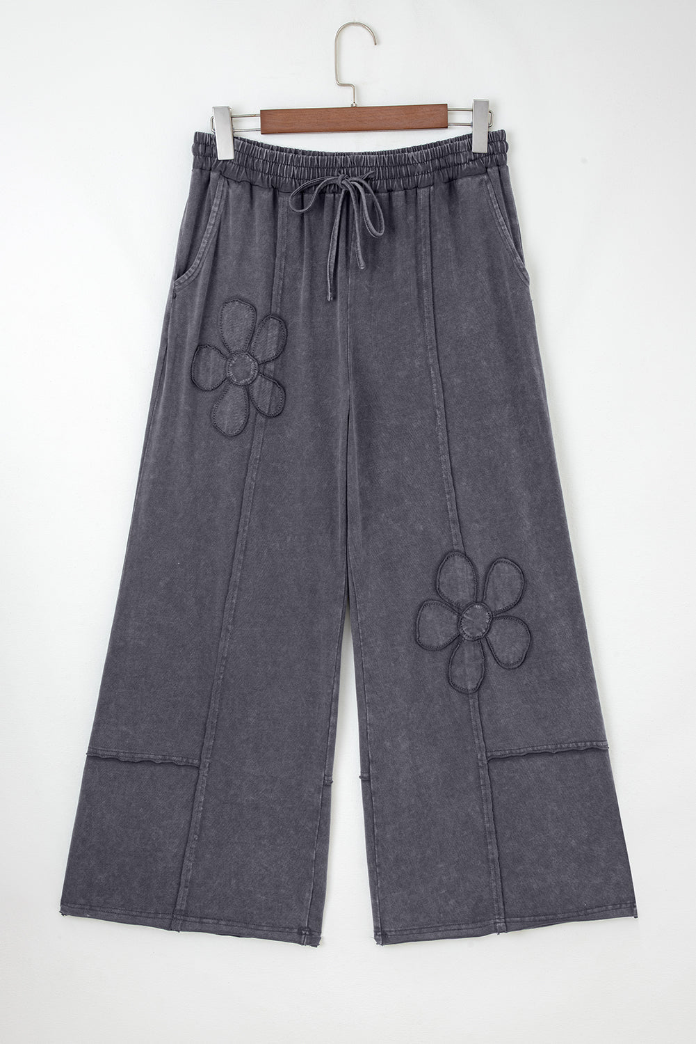 Floral Patch Mineral Wash Terry Knit Pants - Rooted & Reckless Co.