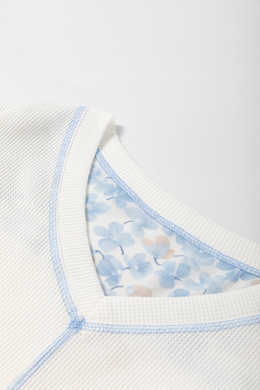 Floral Patchwork Batwing Sleeve V-Neck Blouse - Rooted & Reckless Co.