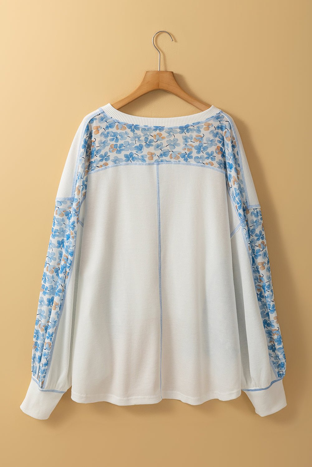 Floral Patchwork Batwing Sleeve V-Neck Blouse - Rooted & Reckless Co.