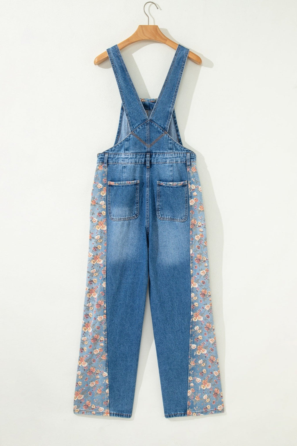 Floral Patchwork Bib Wide Leg Denim Overalls - Rooted & Reckless Co.