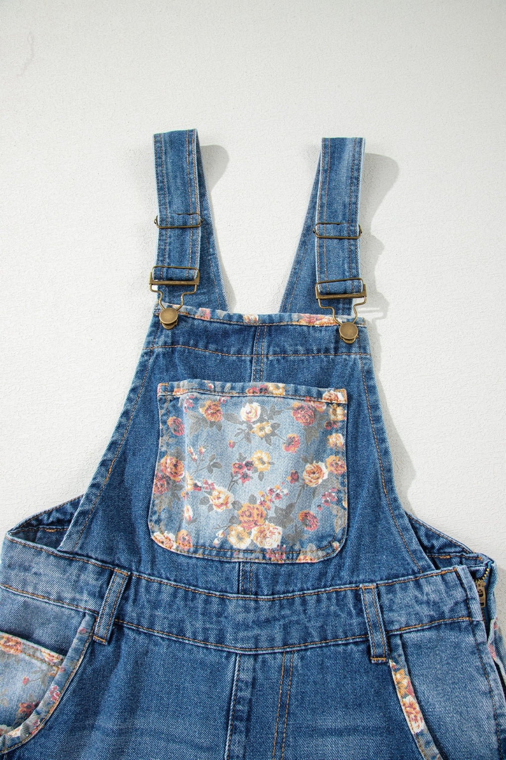 Floral Patchwork Bib Wide Leg Denim Overalls - Rooted & Reckless Co.