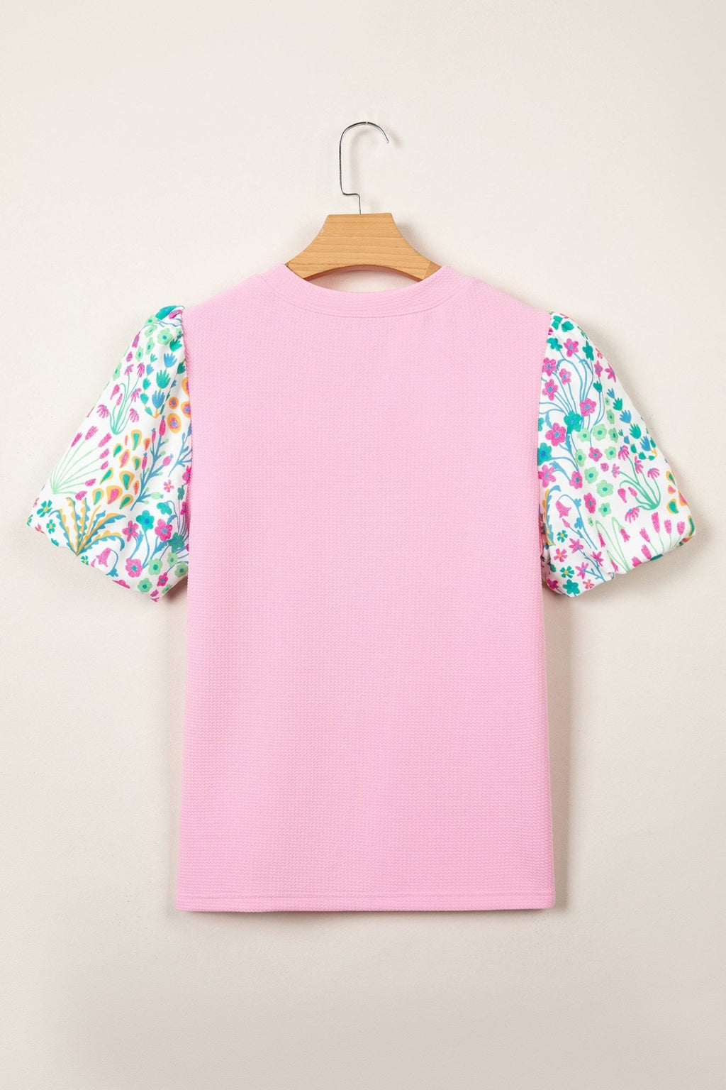 Floral Patchwork Bubble Sleeve Textured Blouse - Rooted & Reckless Co.