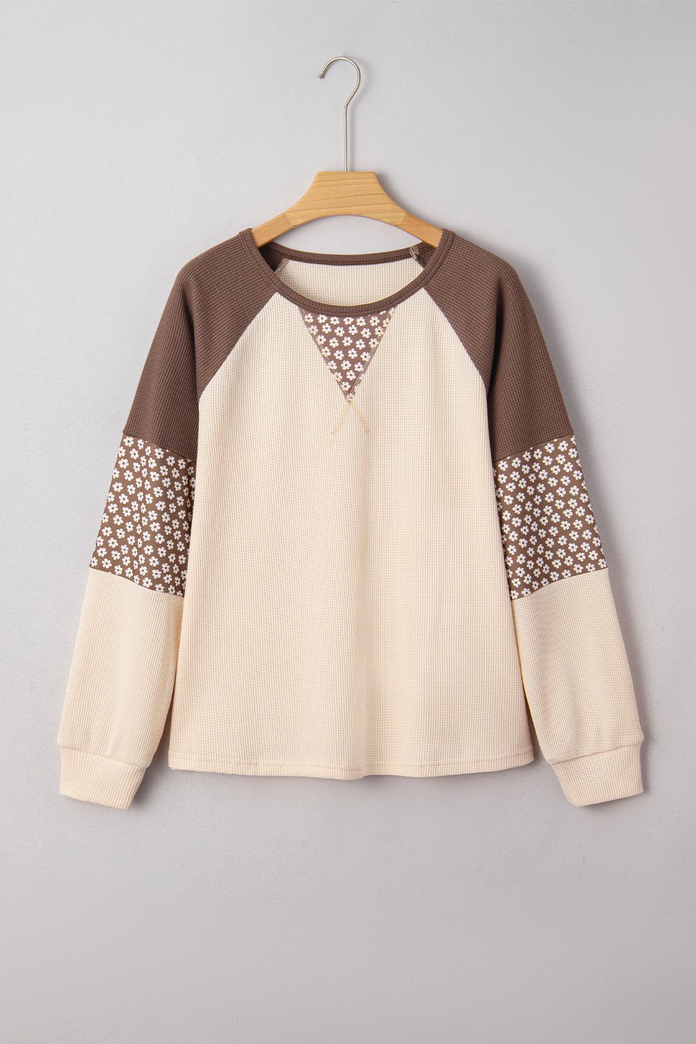 Floral Patchwork Colorblock Raglan Long Sleeve Top - Rooted & Reckless Co.