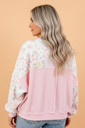 Floral Patchwork Corded Knit Long Sleeve Top - Rooted & Reckless Co.