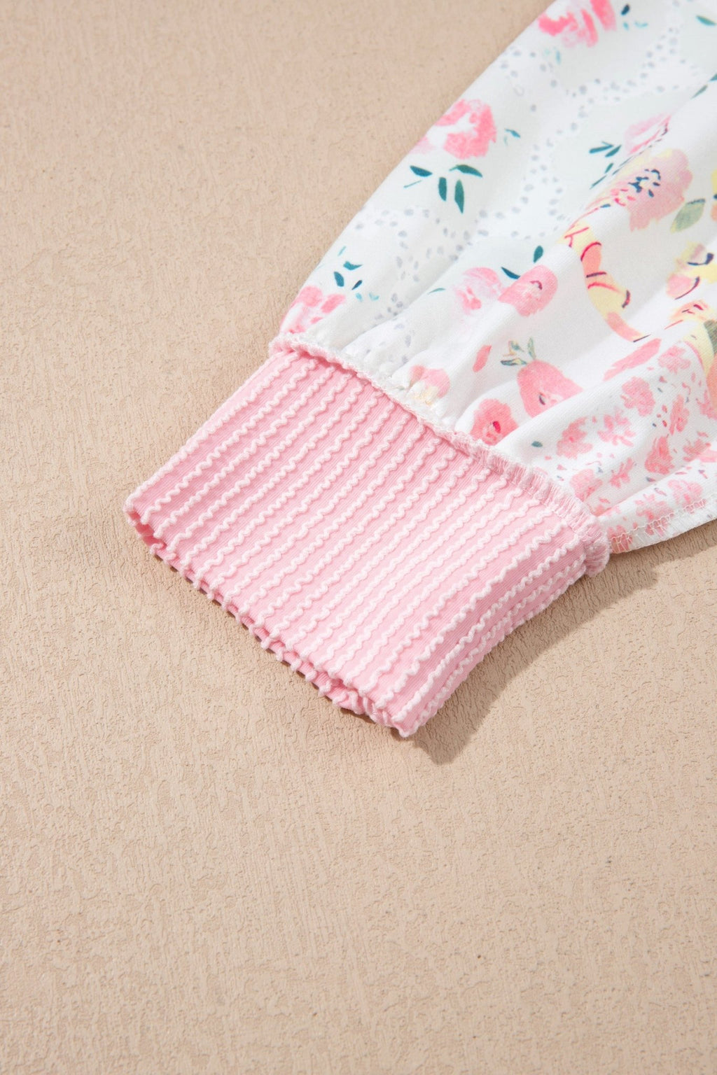 Floral Patchwork Corded Knit Long Sleeve Top - Rooted & Reckless Co.