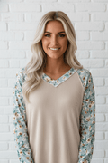Floral Patchwork Corded Knit Long Sleeve Top - Rooted & Reckless Co.