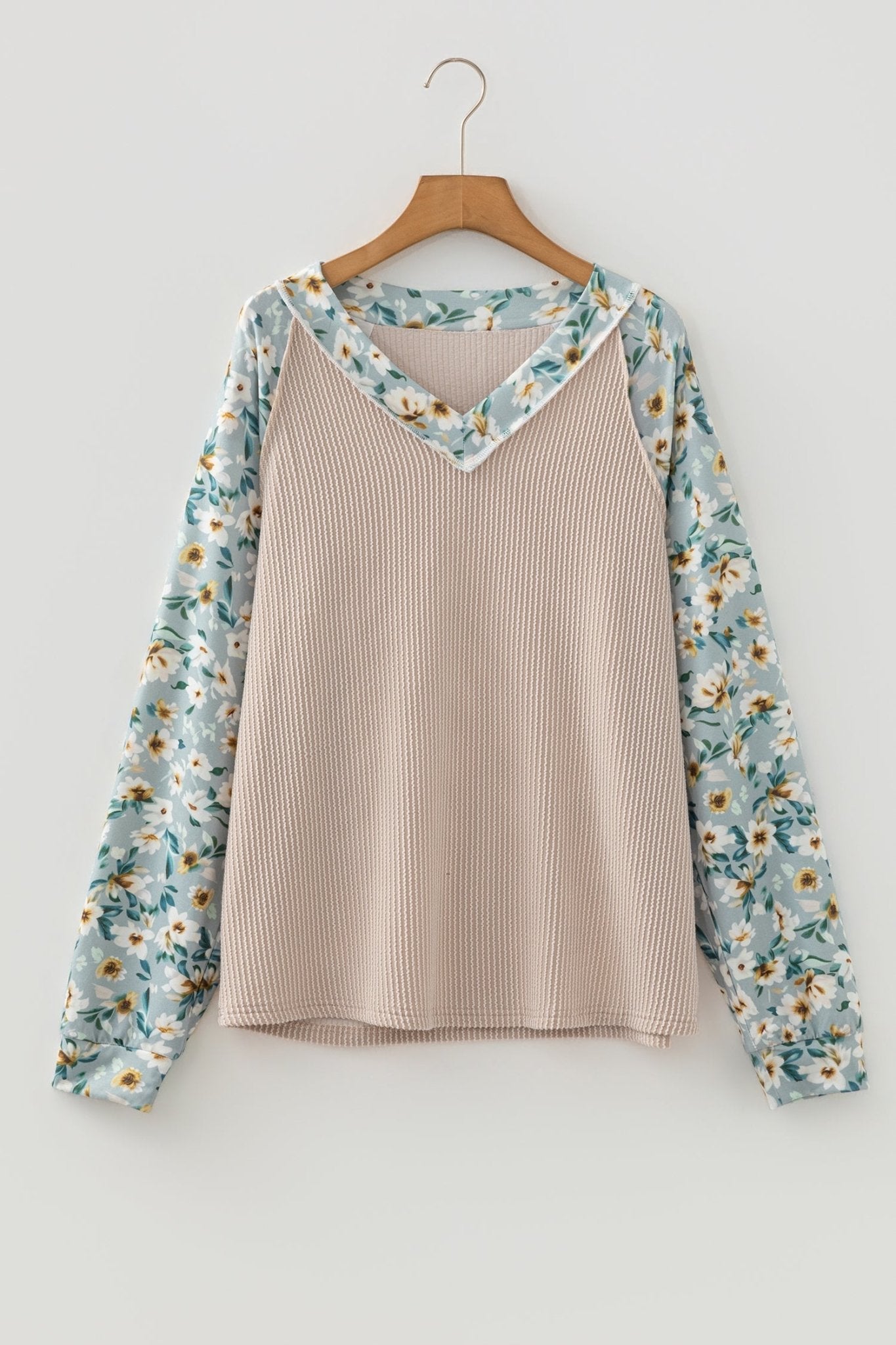 Floral Patchwork Corded Knit Long Sleeve Top - Rooted & Reckless Co.