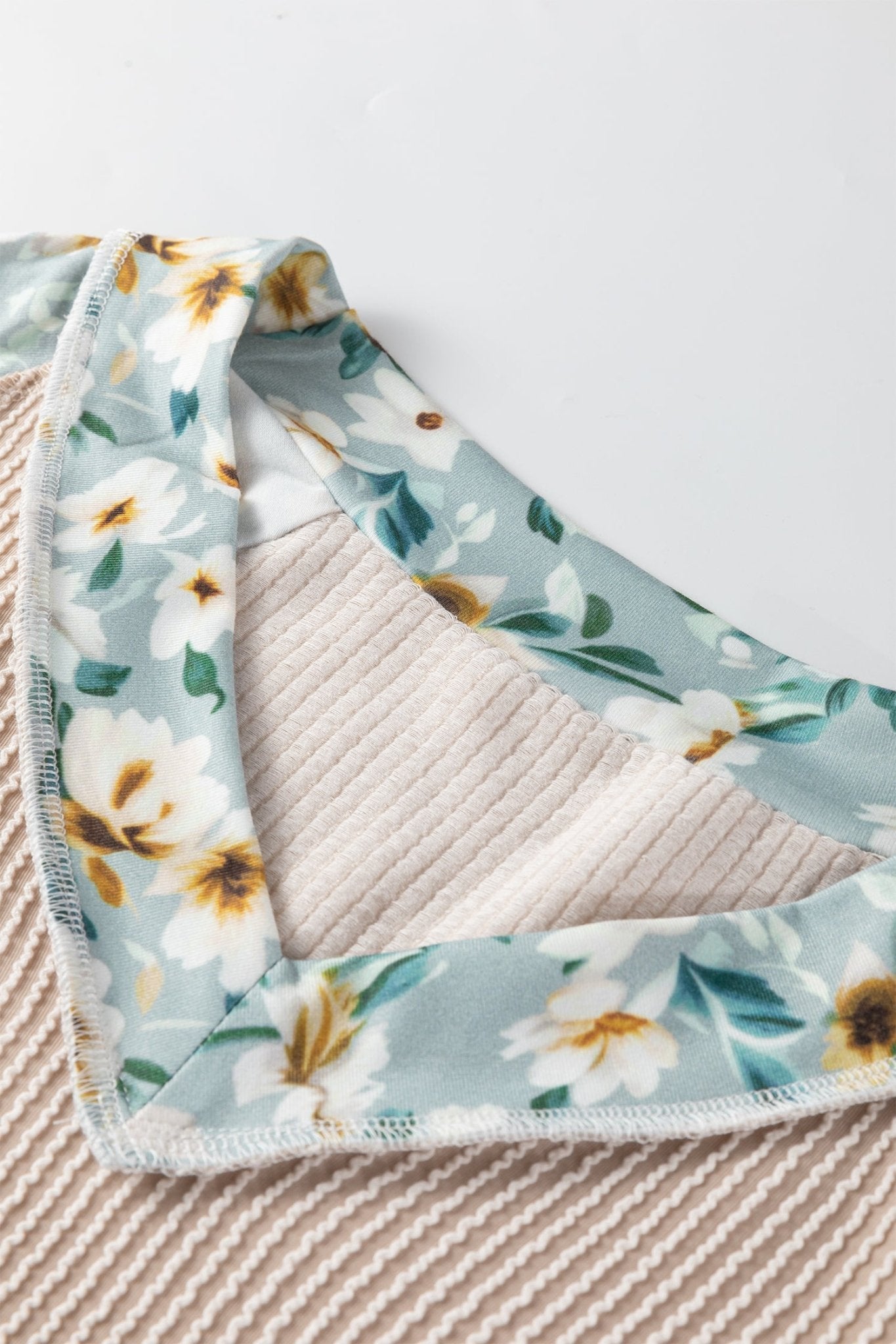 Floral Patchwork Corded Knit Long Sleeve Top - Rooted & Reckless Co.
