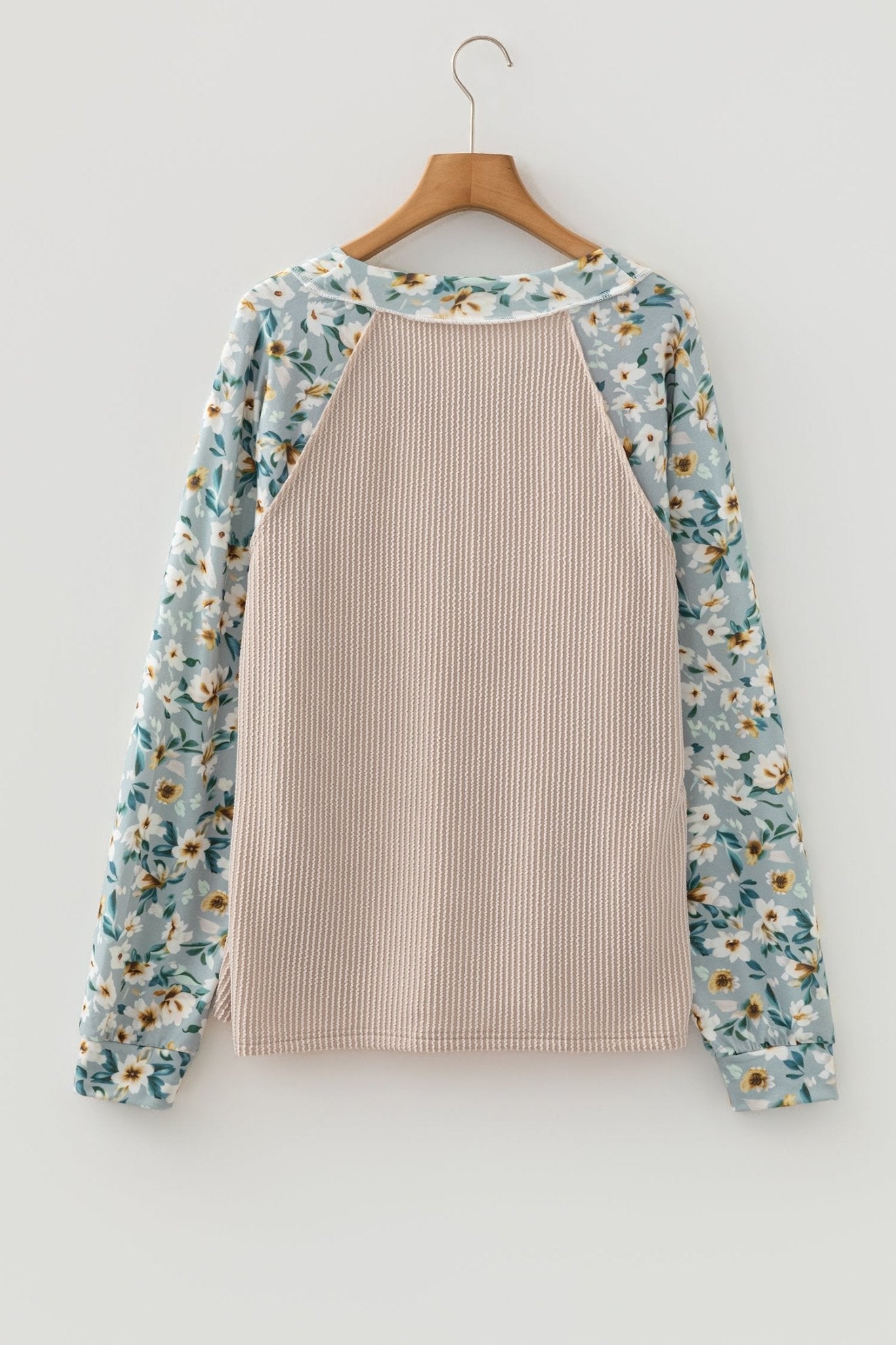 Floral Patchwork Corded Knit Long Sleeve Top - Rooted & Reckless Co.