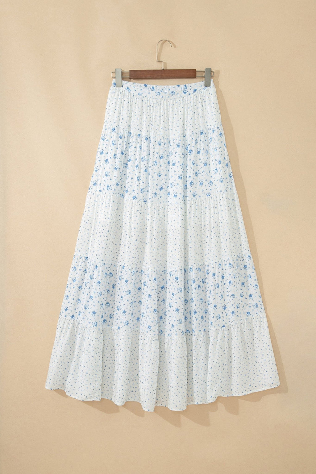 Floral Patchwork High Waist Tiered Maxi Skirt - Rooted & Reckless Co.